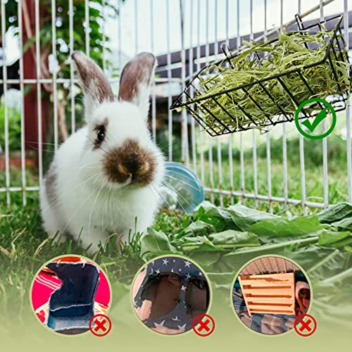 2 Pack Hay Feeder with Two Extra Hooks for Rabbit, Guinea Pig, Bunny, Chinchilla, Heavy Duty Metal Rack Hay Holder