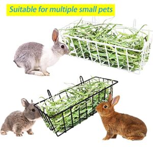 2 Pack Hay Feeder with Two Extra Hooks for Rabbit, Guinea Pig, Bunny, Chinchilla, Heavy Duty Metal Rack Hay Holder