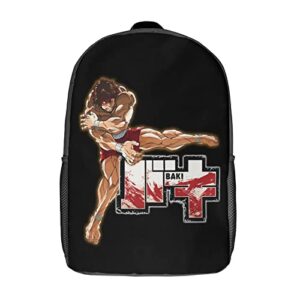 adjzepuo baki the grappler unisex anime backpack 17 inch casual laptop daypack cute daily bookbag outdoor bags for travel picnic camping