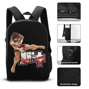 Adjzepuo Baki The Grappler Unisex Anime Backpack 17 Inch Casual Laptop Daypack Cute Daily Bookbag Outdoor Bags for Travel Picnic Camping