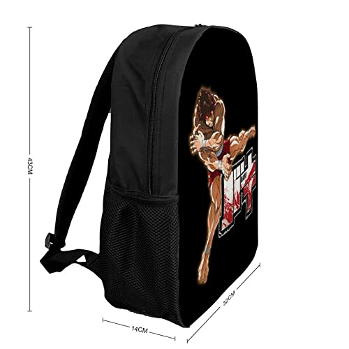 Adjzepuo Baki The Grappler Unisex Anime Backpack 17 Inch Casual Laptop Daypack Cute Daily Bookbag Outdoor Bags for Travel Picnic Camping