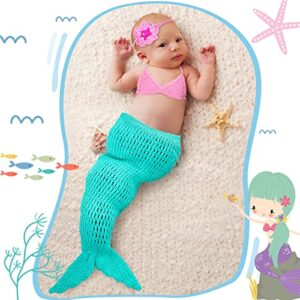 Janmercy Newborn Photography Props Baby Props Outfit Handmade Crochet Baby Outfit Tail Baby Photo Props Cute Photo Costume (Mermaid)