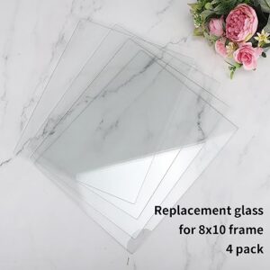 Lyeasw 8x10 Glass Replacement Sheets for Picture Frame Set of 4, 8 by 10 Real High-Definition Glass Cover