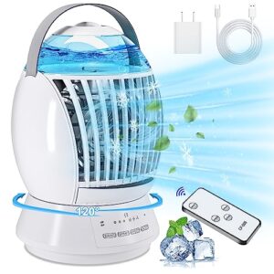 ‎azoiito portable air conditioner fan with remote control,personal evaporative air cooler with 3 wind speed& 3 spray mode,120° oscillation cooling fan with humidifier for room,office,desk,bedroom