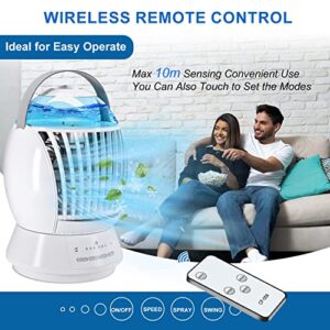 ‎Azoiito Portable Air Conditioner Fan with Remote Control,Personal Evaporative Air Cooler with 3 Wind Speed& 3 Spray Mode,120° Oscillation Cooling Fan with Humidifier for Room,Office,Desk,Bedroom