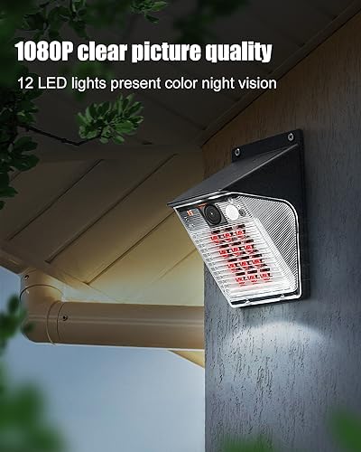 ENSTER Security Camera Wireless Outdoor, Solar Flood Light Camera 1080P, 2.4GHz WiFi Camera for Home Security with Motion Detection, 2-Way Audio, Cloud/SD Card Storage, Waterproof