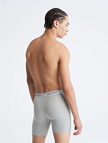 Calvin Klein Men's Active 2-Pack Boxer Brief-Amazon Exclusive, Midnight, Athletic Grey Heather, Large