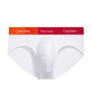 Calvin Klein Men's This is Love Pride Colorblock Cotton Underwear, White W/Persian RED, XL