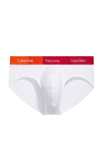 Calvin Klein Men's This is Love Pride Colorblock Cotton Underwear, White W/Persian RED, XL