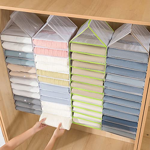 Rayeeley Hanging Closet Shelf, Upgrated Separable Wardrobe Clothes Organizer for Clothing, Foldable Closet Organizers Sturdy PP Board for Jeans Legging T-Shirts (Grey 12 Tier)