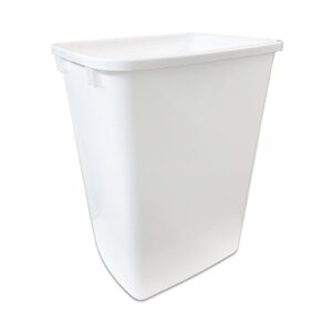 yogui home living plastic trash can - 35-quart (9-gallon) - indoor garbage bin for kitchen, home, office and commercial use - large waste disposal tub, plastic waste container- white.