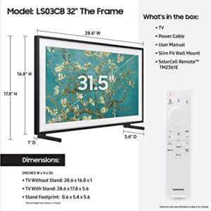 SAMSUNG 32-Inch Class QLED The Frame LS03C Series, Quantum HDR, Art Mode, Anti-Reflection Matte Display, Slim Fit Wall Mount Included, Smart TV w/Alexa Built-in (QN32LS03CB, Latest Model)