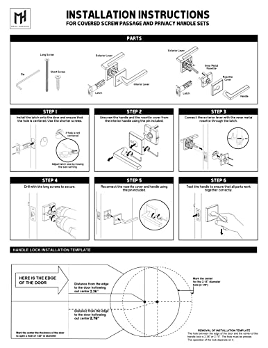 Mega Handles Passage I Lever Door Lock Handle Set for Hallway, Closet and Bathroom I Keyless Door Lock I Heavy Duty Design I Fits All Standard Door Sizes I Screws Included - Matte Black (1 Pack)