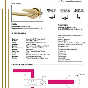 Mega Handles Passage I Lever Door Lock Handle Set for Hallway, Closet and Bathroom I Keyless Door Lock I Heavy Duty Design I Fits All Standard Door Sizes I Screws Included - Matte Black (1 Pack)