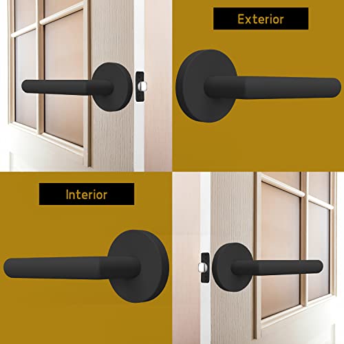 Mega Handles Passage I Lever Door Lock Handle Set for Hallway, Closet and Bathroom I Keyless Door Lock I Heavy Duty Design I Fits All Standard Door Sizes I Screws Included - Matte Black (1 Pack)