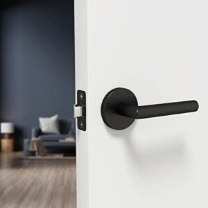 Mega Handles Passage I Lever Door Lock Handle Set for Hallway, Closet and Bathroom I Keyless Door Lock I Heavy Duty Design I Fits All Standard Door Sizes I Screws Included - Matte Black (1 Pack)