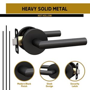 Mega Handles Passage I Lever Door Lock Handle Set for Hallway, Closet and Bathroom I Keyless Door Lock I Heavy Duty Design I Fits All Standard Door Sizes I Screws Included - Matte Black (1 Pack)