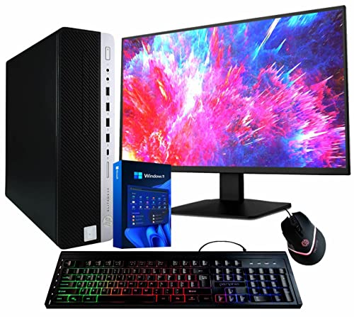 HP EliteDesk 800G4 Desktop Computer | Hexa Core Intel i5 (3.2GHz) | 16GB DDR4 RAM | 500GB SSD| 5G-WiFi & Bluetooth | 22in LCD Monitor | RGB Keyboard & Mouse | Windows 11 Pro (Renewed), Black