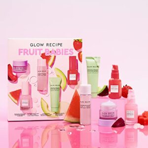 Glow Recipe - Fruit Babies Bestsellers Kit - Mini Travel Size Beauty Essentials - Avocado Foam Cleanser, Niacinamide Dew Drops Serum, Pore-Tight Toner, Salicylic Serum, Hyaluronic Acid Cream (5 Count)