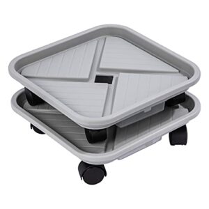 square plant caddy with wheels 14inch,plant stand with wheels,thick plastic plant saucer with drip tray,load capacity 80 lbs,plant trays for pots for indoors outdoors,2 packs