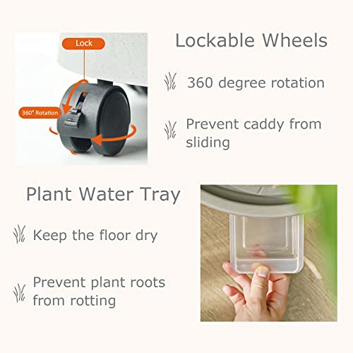 Square Plant Caddy with Wheels 14inch,Plant Stand with Wheels,Thick Plastic Plant Saucer with Drip Tray,Load Capacity 80 Lbs,Plant Trays for pots for Indoors Outdoors,2 Packs