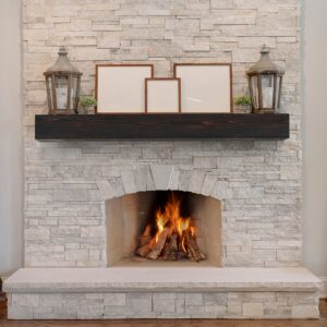 60" Rustic Wood Fireplace Mantel | Wall-Mounted & Floating Shelf for Home Decor