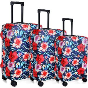 amylove 3 pcs suitcase covers protective washable suitcase protector anti scratch luggage cover protector for 18-28 inch luggage (floral)