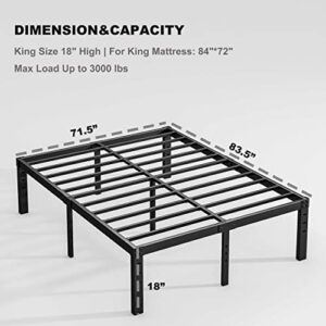 Uliesc Cal King Size Bed Frame, 18 Inch High Heavy Duty Metal Platform Bedframe, No Box Spring Needed with Underbed Storage Mattress Foundation, Noise-Free