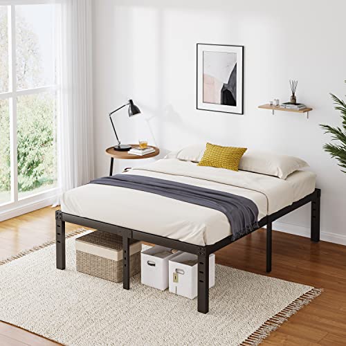 Uliesc Cal King Size Bed Frame, 18 Inch High Heavy Duty Metal Platform Bedframe, No Box Spring Needed with Underbed Storage Mattress Foundation, Noise-Free