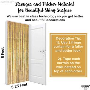 KatchOn, Champagne Gold Fringe Curtain Backdrop - Large, 6.4x8 Feet, Pack of 2 | Iridescent Gold Backdrop Curtain, Gold Streamers Party Decorations | Gold Curtain, New Years Eve Party Supplies 2024