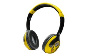 ekids pokemon pikachu kids bluetooth headphones, wireless headphones with microphone includes aux cord, volume reduced kids foldable headphones for school, home, or travel, yellow