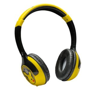 eKids Pokemon Pikachu Kids Bluetooth Headphones, Wireless Headphones with Microphone Includes Aux Cord, Volume Reduced Kids Foldable Headphones for School, Home, or Travel, Yellow