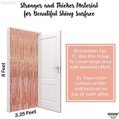 KatchOn, Laser Stripe Rose Gold Fringe Curtain - XtraLarge 3.2 x8 Feet, Pack of 1 | Rose Gold Backdrop Curtain for Bachelorette Party Decorations | Rose Gold Streamers for Rose Gold Party Decorations