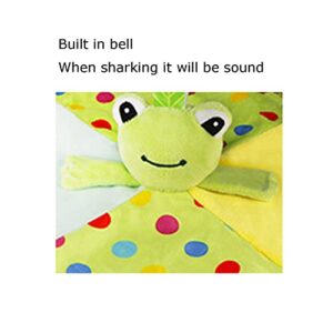 FOMUNI Taggie Baby Security Blanket, Taggy Comforter Blanket for Toddlers, Green Frog Animal Plush Blanket