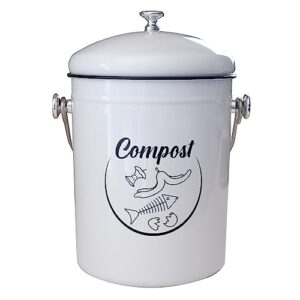 wishful home compost bin kitchen counter | indoor compost bin | kitchen compost bin countertop | odorless compost counter bin with lid | rust proof compost bucket | non-smell filter | white