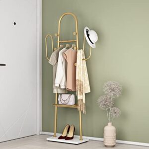 gold clothing rack, modern clothing rack with shelf, standing coat rack, 2-in-1 garment rack