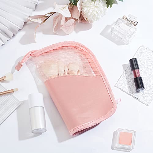 PH PandaHall 1pc Makeup Brushes Travel Case Pink Makeup Brush Holder Portable Cosmetic Bag Storage Organizer Foldable Makeup Organizer Bag with Zipper for Travel Bathroom Brush Lip Gloss