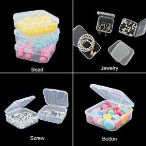 36 Pcs Mixed Sizes Mini Clear Plastic Containers for Bead Organizer and Storage, Craft Storage Boxes with Hinged Lids, Small Transparent Storage Containers for Jewelry Diamond Art Screws Small Parts