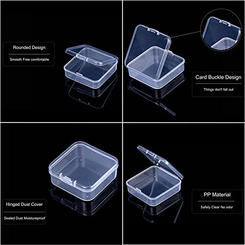 36 Pcs Mixed Sizes Mini Clear Plastic Containers for Bead Organizer and Storage, Craft Storage Boxes with Hinged Lids, Small Transparent Storage Containers for Jewelry Diamond Art Screws Small Parts