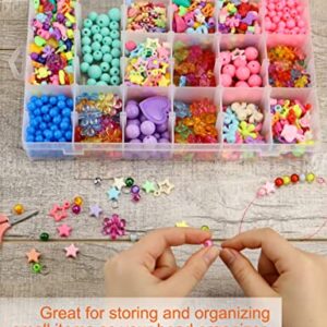 Sjqecyfv Tackle Box Organizer 18 Grids Plastic Craft Box Organizer Bead Organizer Clear Fishing Box with Dividers, 1 Pack