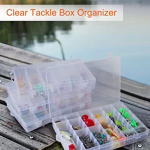 Sjqecyfv Tackle Box Organizer 18 Grids Plastic Craft Box Organizer Bead Organizer Clear Fishing Box with Dividers, 1 Pack