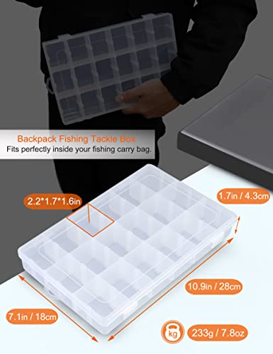 Sjqecyfv Tackle Box Organizer 18 Grids Plastic Craft Box Organizer Bead Organizer Clear Fishing Box with Dividers, 1 Pack