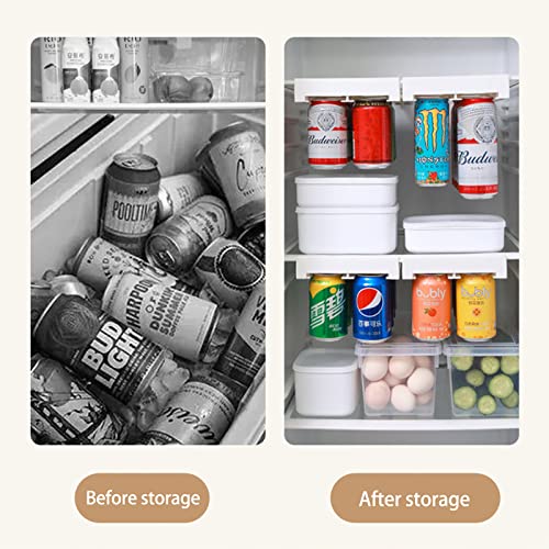 Hanging Soda Can Organizer for Refrigerator, Adjustable Fridge Drink Organizer Suspended Soda Organizer for Refrigerator Canned Food Beer Drink Cans Storage Rack, Hold Up to 8 Cans