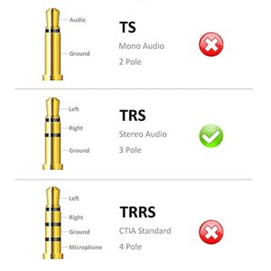 VCE 1/4 to 3.5mm Adapter 6-Pack, 1/4 to 1/8 Adapter with Gold-Plated Connectors for Headphones, Amps, and Guitars, Long-Lasting All-Metal Construction 1/8 Female to 1/4 Male Adapter, Non-Slip Design