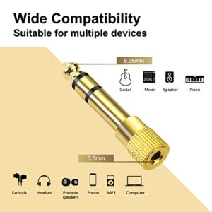 VCE 1/4 to 3.5mm Adapter 6-Pack, 1/4 to 1/8 Adapter with Gold-Plated Connectors for Headphones, Amps, and Guitars, Long-Lasting All-Metal Construction 1/8 Female to 1/4 Male Adapter, Non-Slip Design