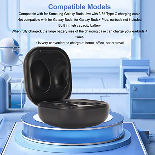 Earbuds Charging Case Replacement for Samsung Galaxy Buds Live SM R180, Build in 600 MAh Large Battery, with Charging Protection and LED Indicator, Black