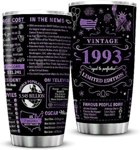 delsakhula 30th birthday gifts for women men friends vintage 1993 tumblers 30 year old birthday supplies vintage 1993 back in 1993 old time information stainless steel vacuum insulated tumblers 20 oz