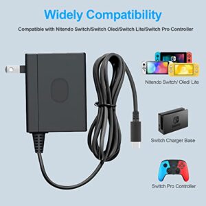 Fast Charger for Nintendo Switch, USB C Type C Power Adapter Compatible with Nintendo Switch/Switch Lite/Switch OLED/Switch Dock, 15V/2.6A Supports TV Mode and Dock Station
