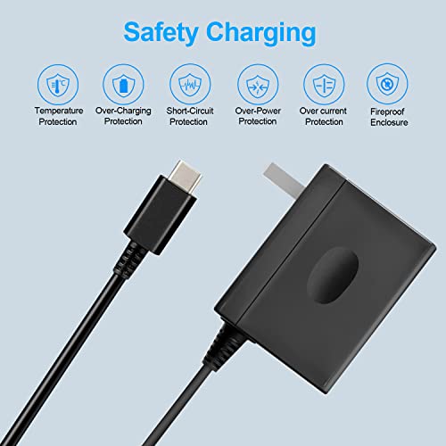 Fast Charger for Nintendo Switch, USB C Type C Power Adapter Compatible with Nintendo Switch/Switch Lite/Switch OLED/Switch Dock, 15V/2.6A Supports TV Mode and Dock Station