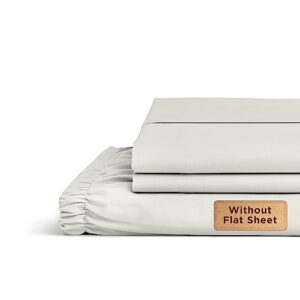 linen home 100% cotton percale fitted sheet set queen size, silver, deep pocket, 3 piece -1 deep pocket fitted sheet and 2 pillowcases, crisp cool and strong bed linen